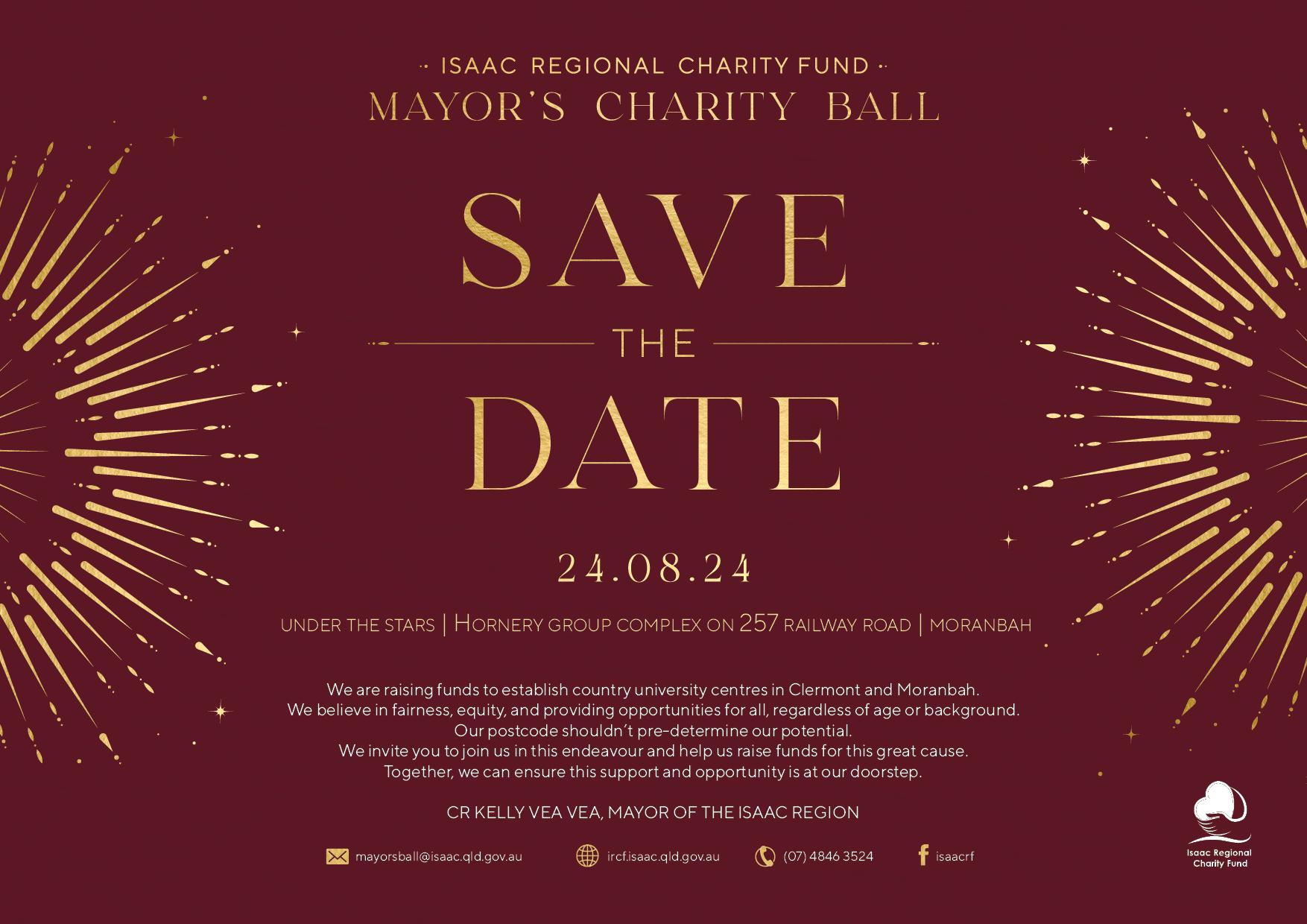 Save the date for the mayor's charity ball this august 24, 2024